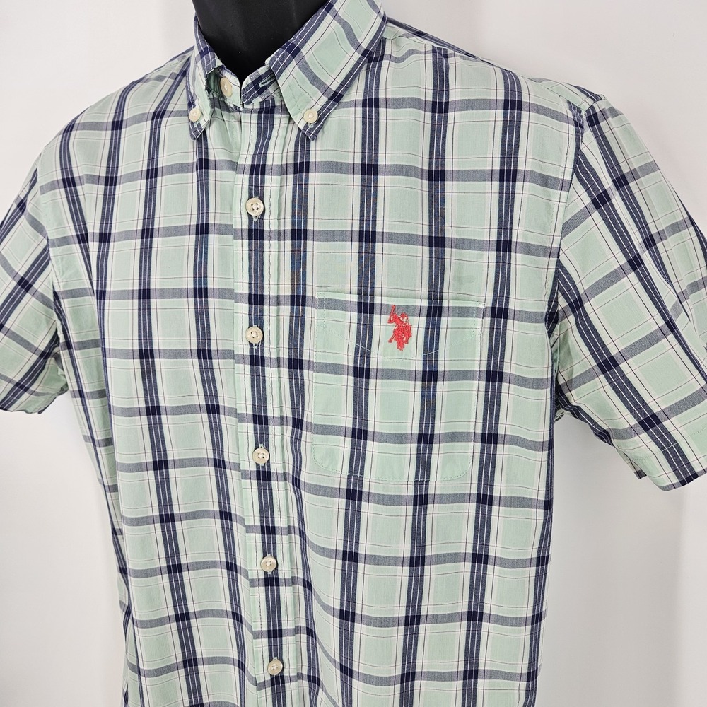 U.S Polo Assn Men's Size Small Plaid Button Down Dress Shirt RN 98826 Travel